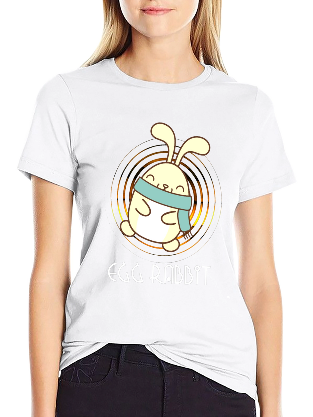 Egg Rabbit Graphic Tee - Cute Cartoon Bunny Shirt