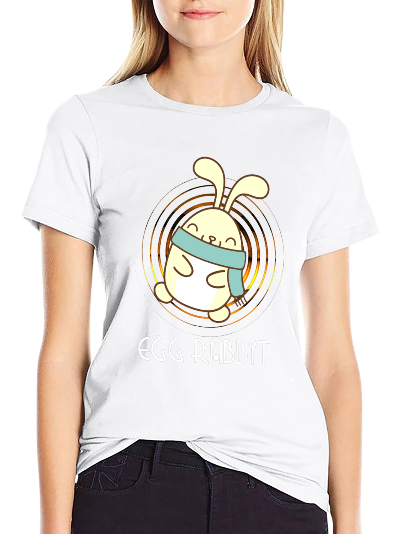Egg Rabbit Graphic Tee - Cute Cartoon Bunny Shirt