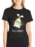 Egg Rabbit Graphic Tee - Cute Cartoon Bunny Shirt