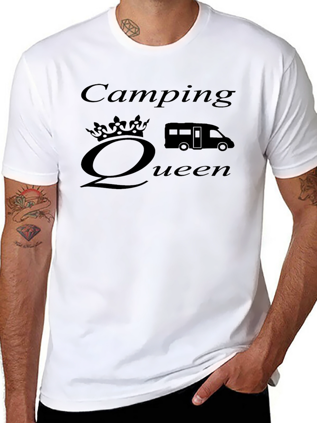 Camping Queen Graphic T-Shirt - Black Cotton Tee