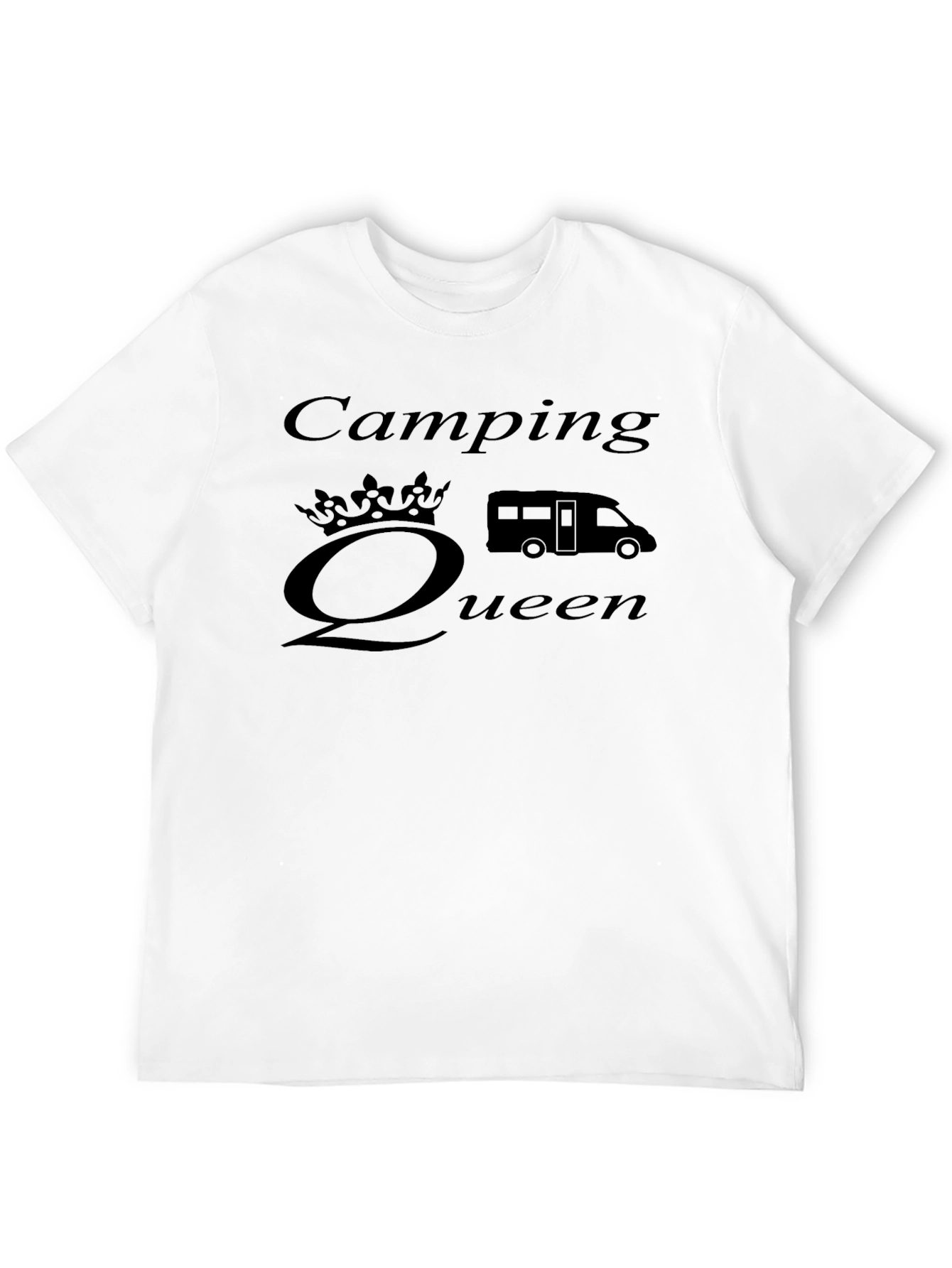 Camping Queen Graphic T-Shirt - Black Cotton Tee