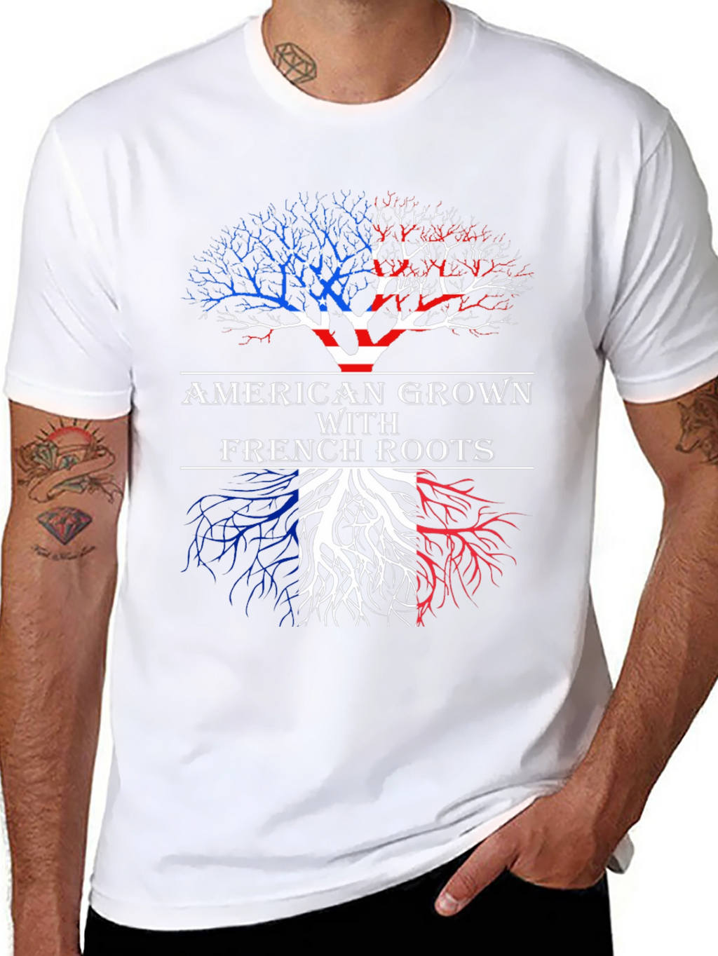 American Grown With French Roots Graphic T-Shirt