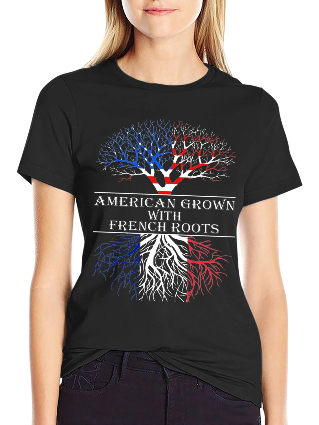 American Grown With French Roots Graphic T-Shirt