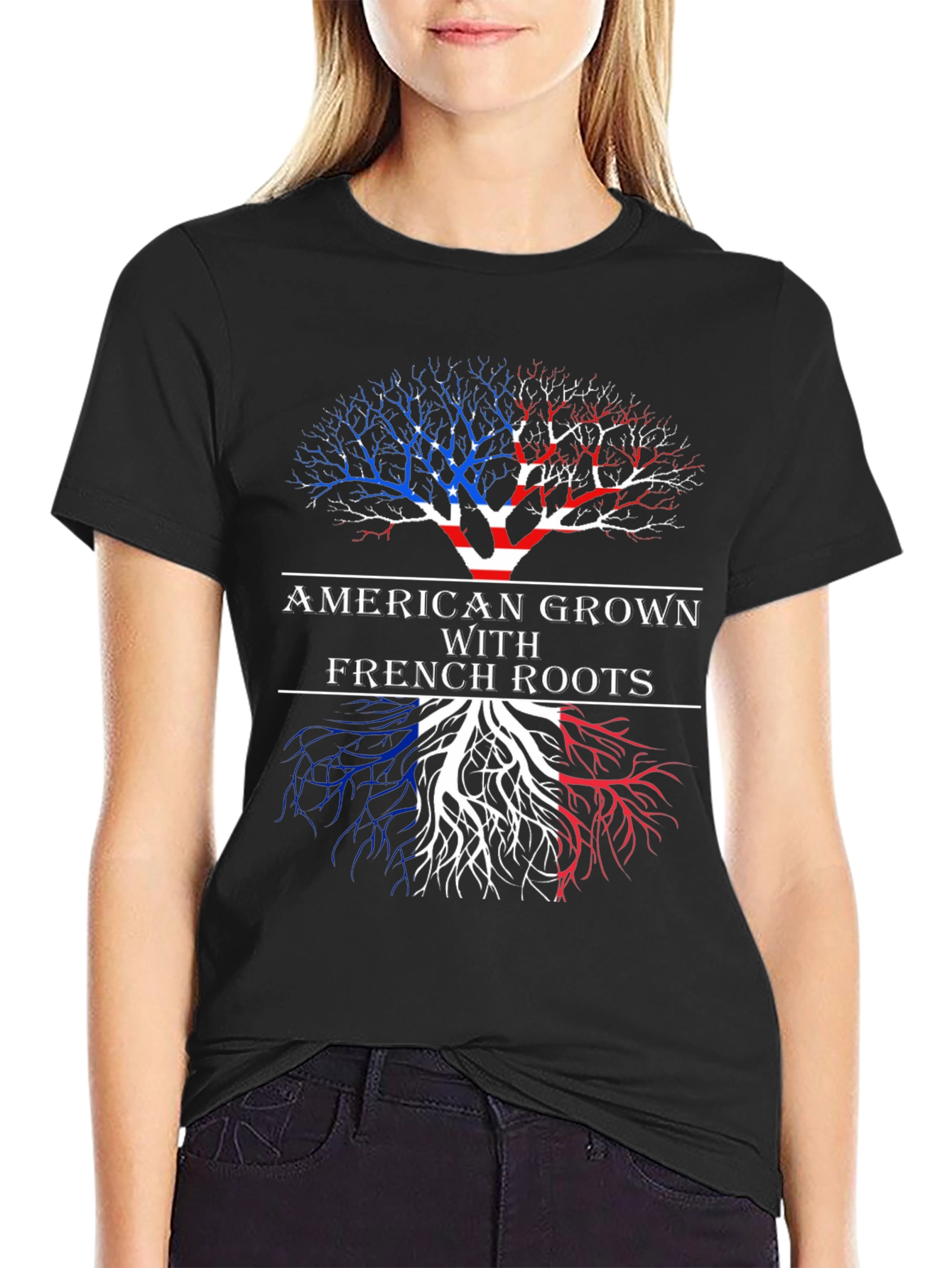 American Grown With French Roots Graphic T-Shirt