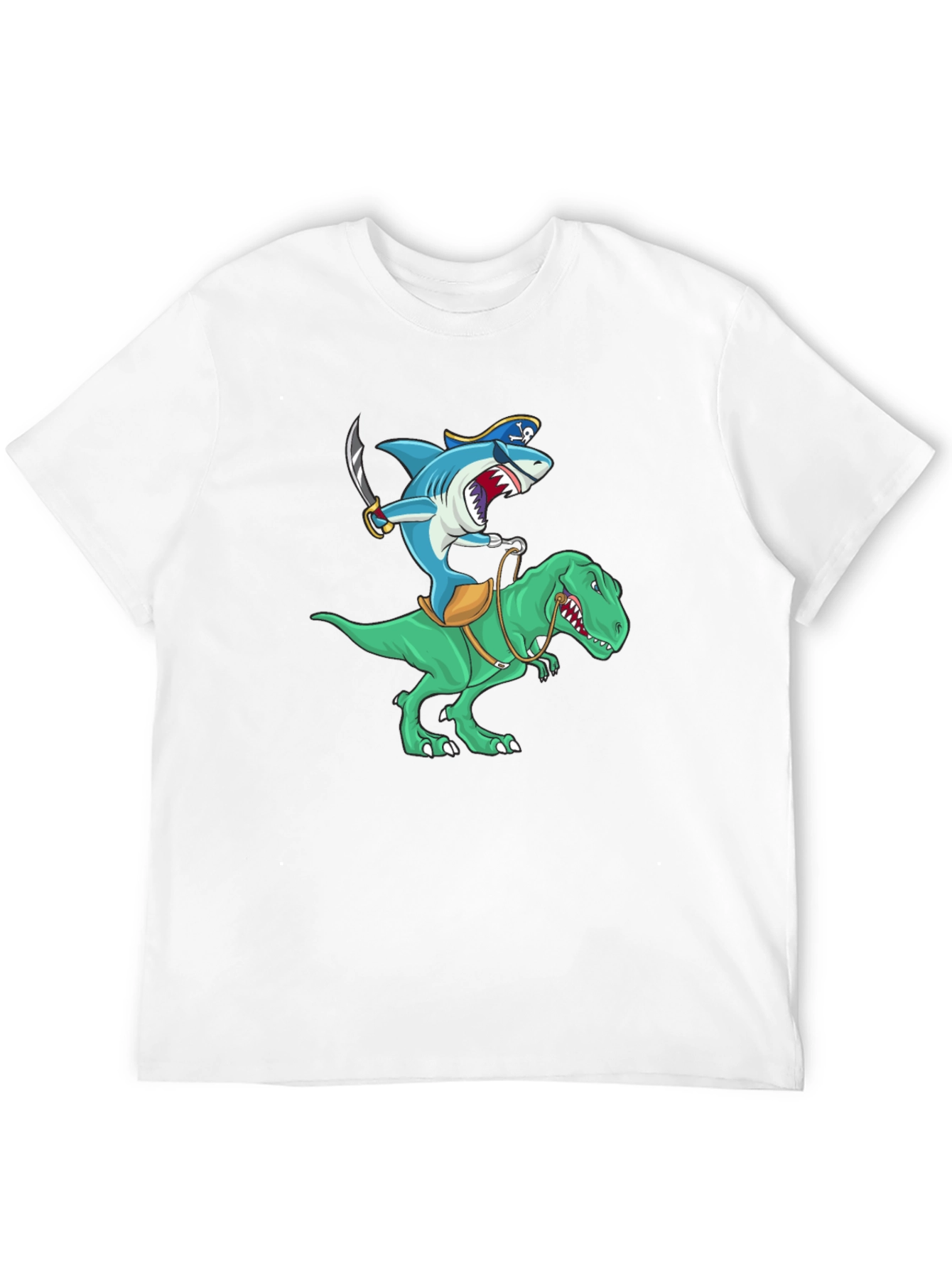 Shark Pirate Riding a Dinosaur T-Shirt