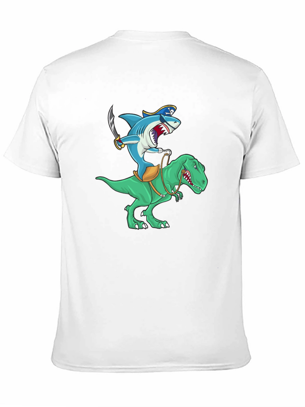Shark Pirate Riding a Dinosaur T-Shirt