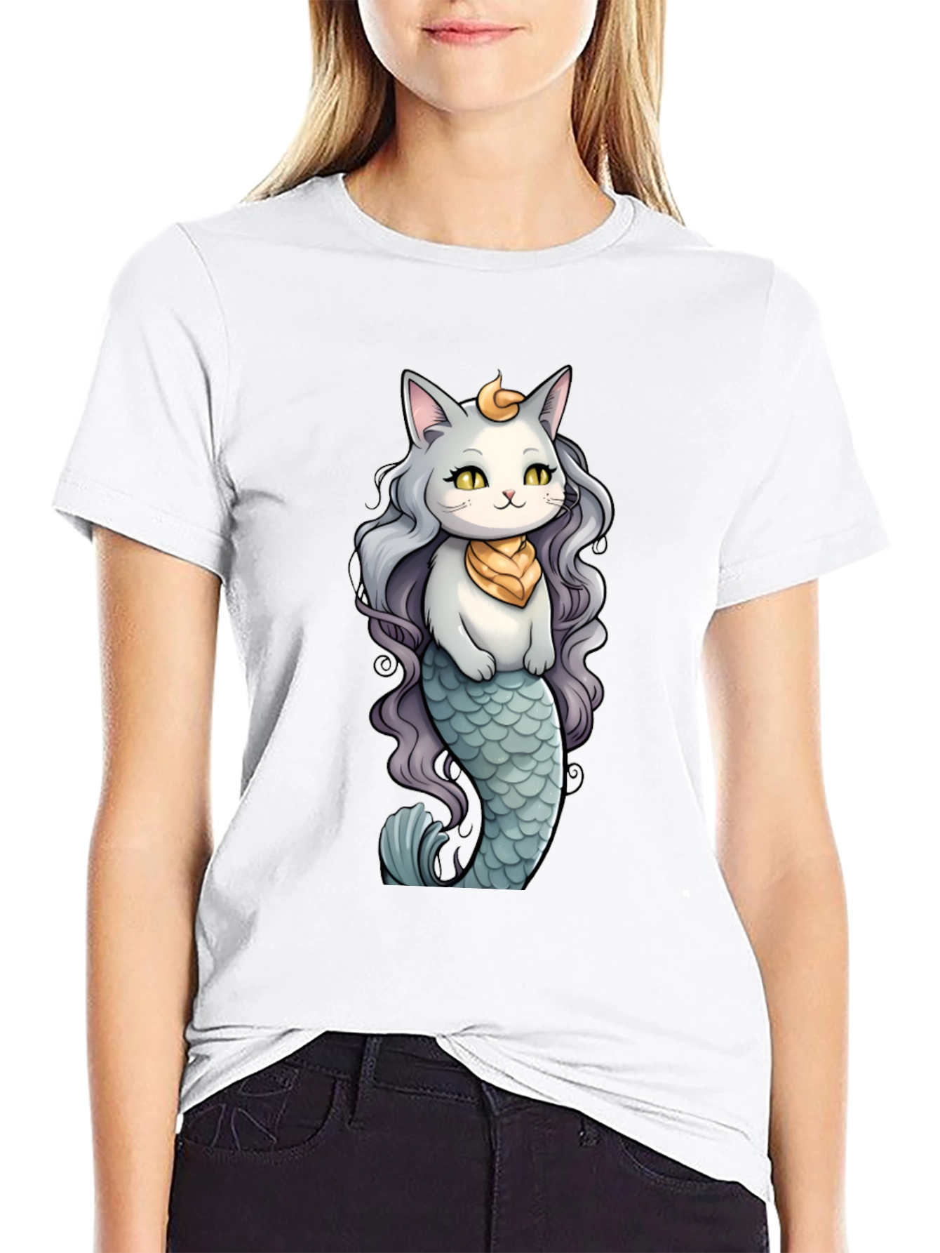 Cat Mermaid T-Shirt: Whimsical Feline Ocean Design