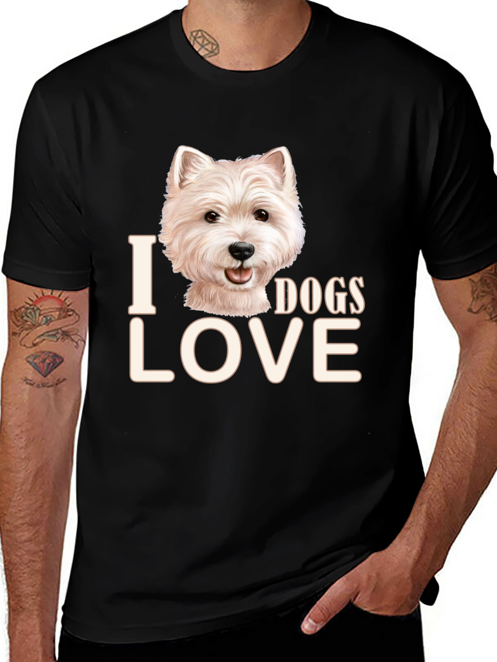 I Love Dogs T-Shirt - Cute Westie Design