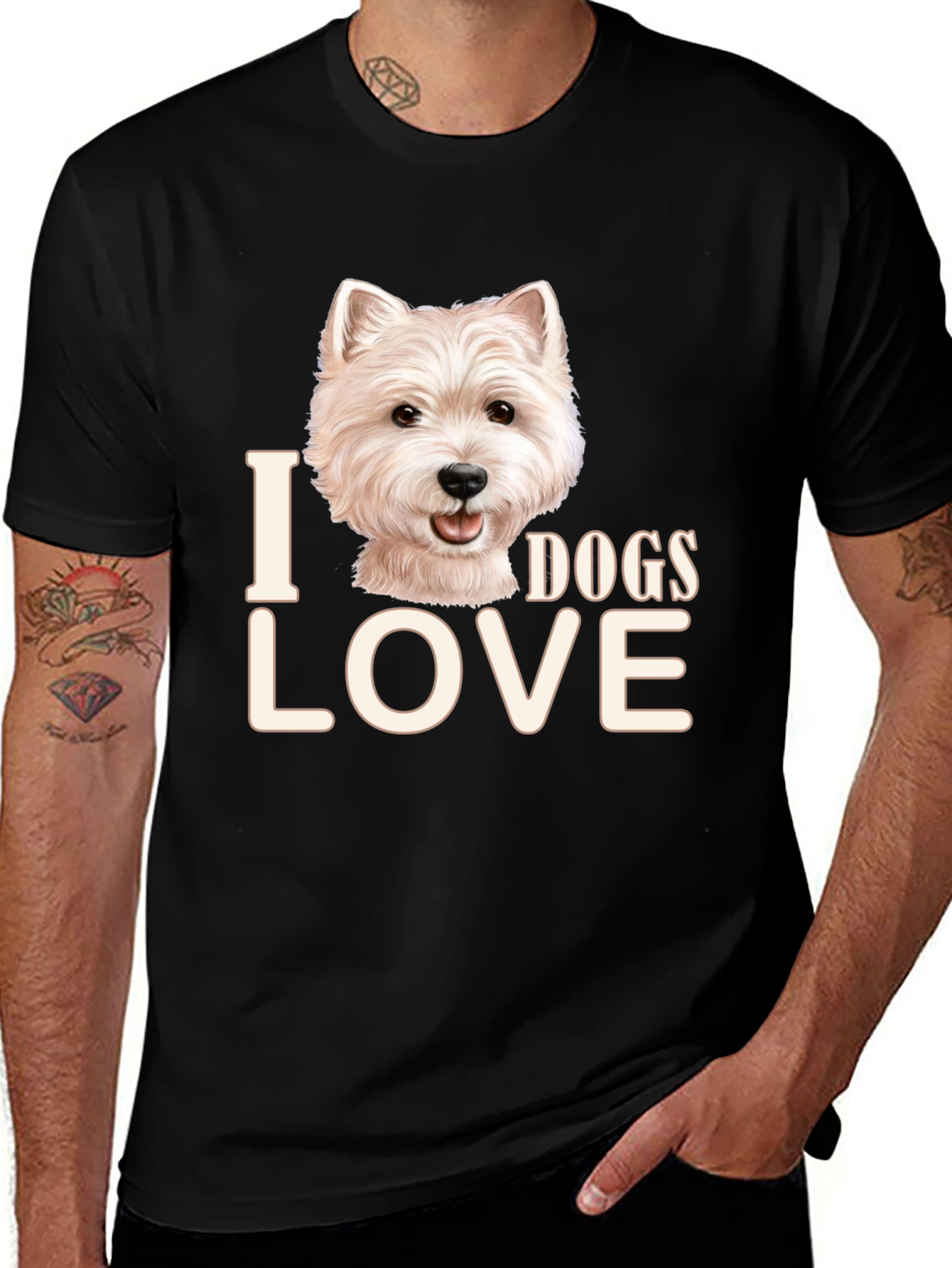 I Love Dogs T-Shirt - Cute Westie Design