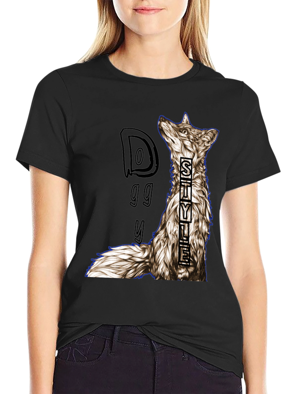 Doggy Style Graphic Print Black T-Shirt