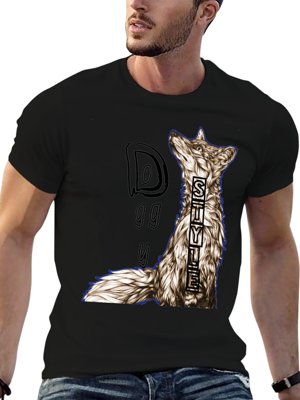 Doggy Style Graphic Print Black T-Shirt