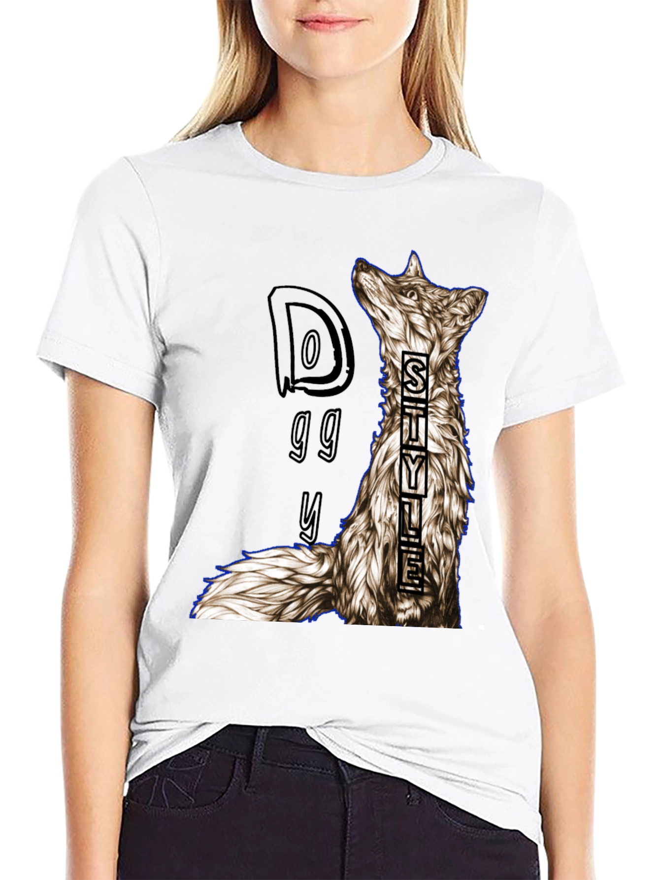 Doggy Style Graphic Print Black T-Shirt