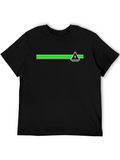 Modern Black T-Shirt with Green Stripe Graphic Tee