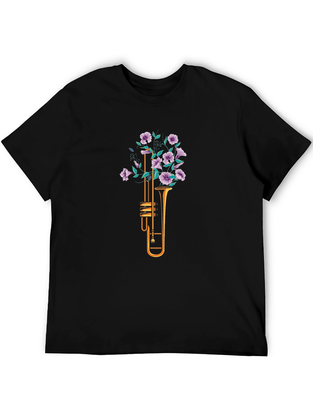 Floral Trumpet Graphic Tee - Black