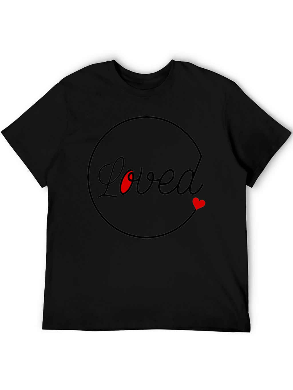 Loved Heart Graphic Black T-Shirt