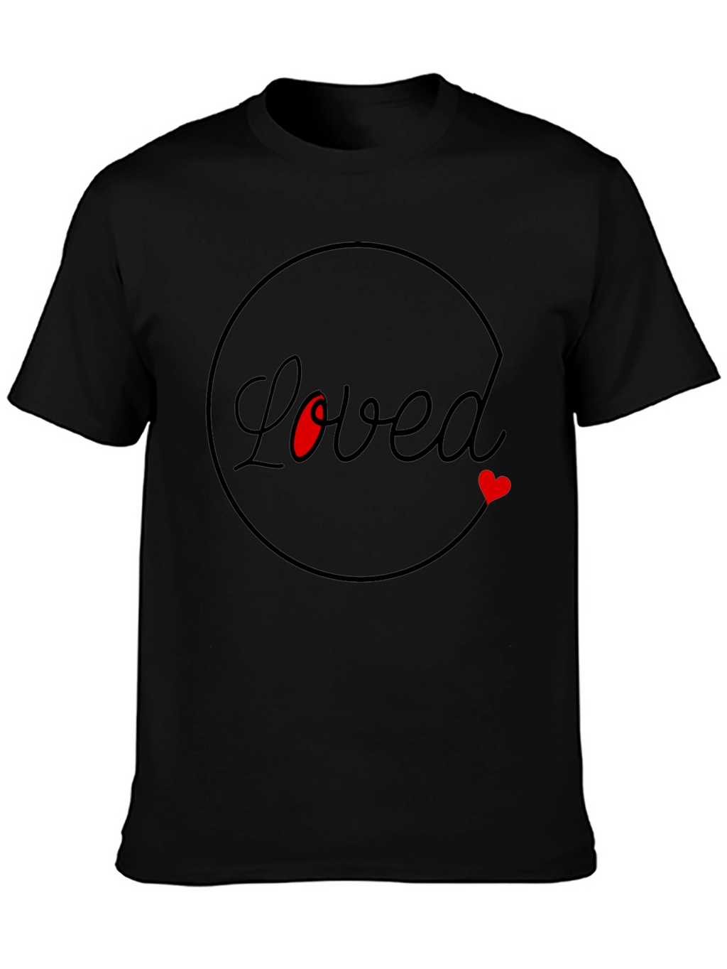 Loved Heart Graphic Black T-Shirt