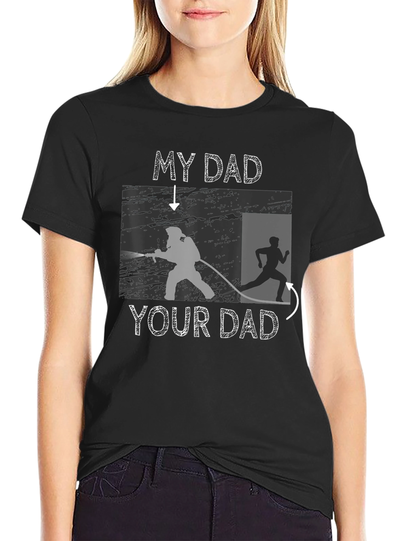 My Dad T-Shirt Firefighter vs Runner Novelty Tee