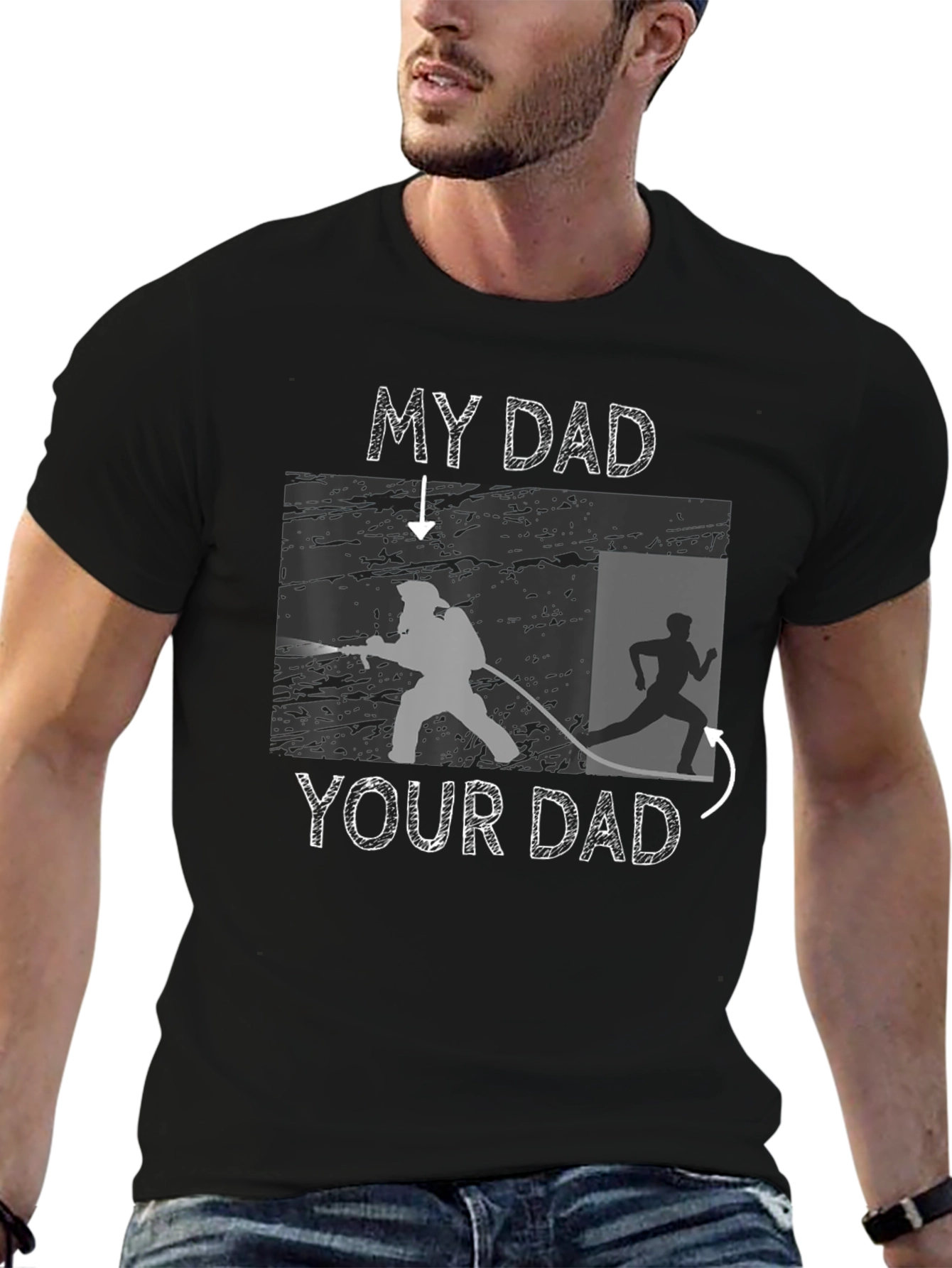 My Dad T-Shirt Firefighter vs Runner Novelty Tee