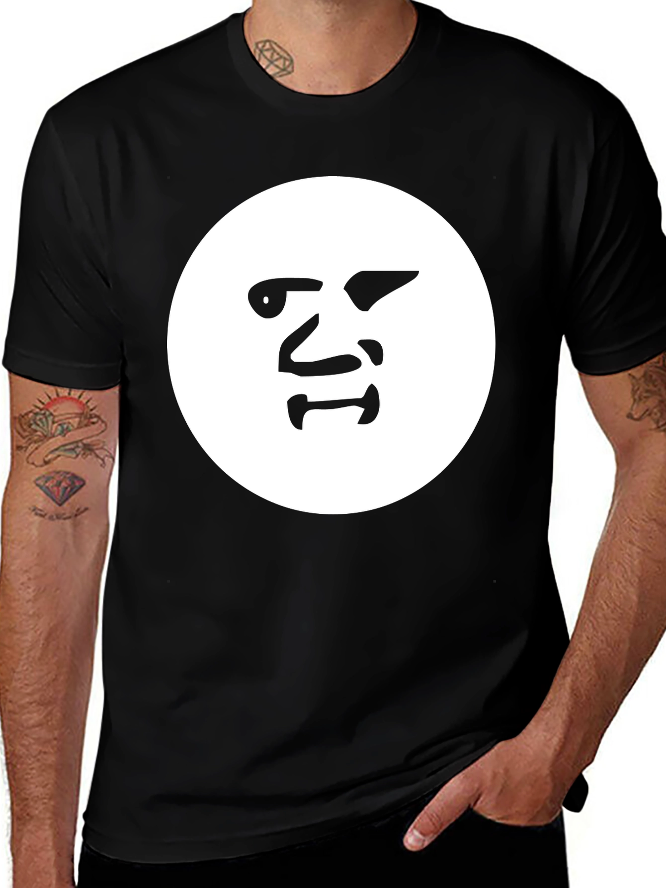 Abstract Face Graphic Tee - Modern Minimalist Style