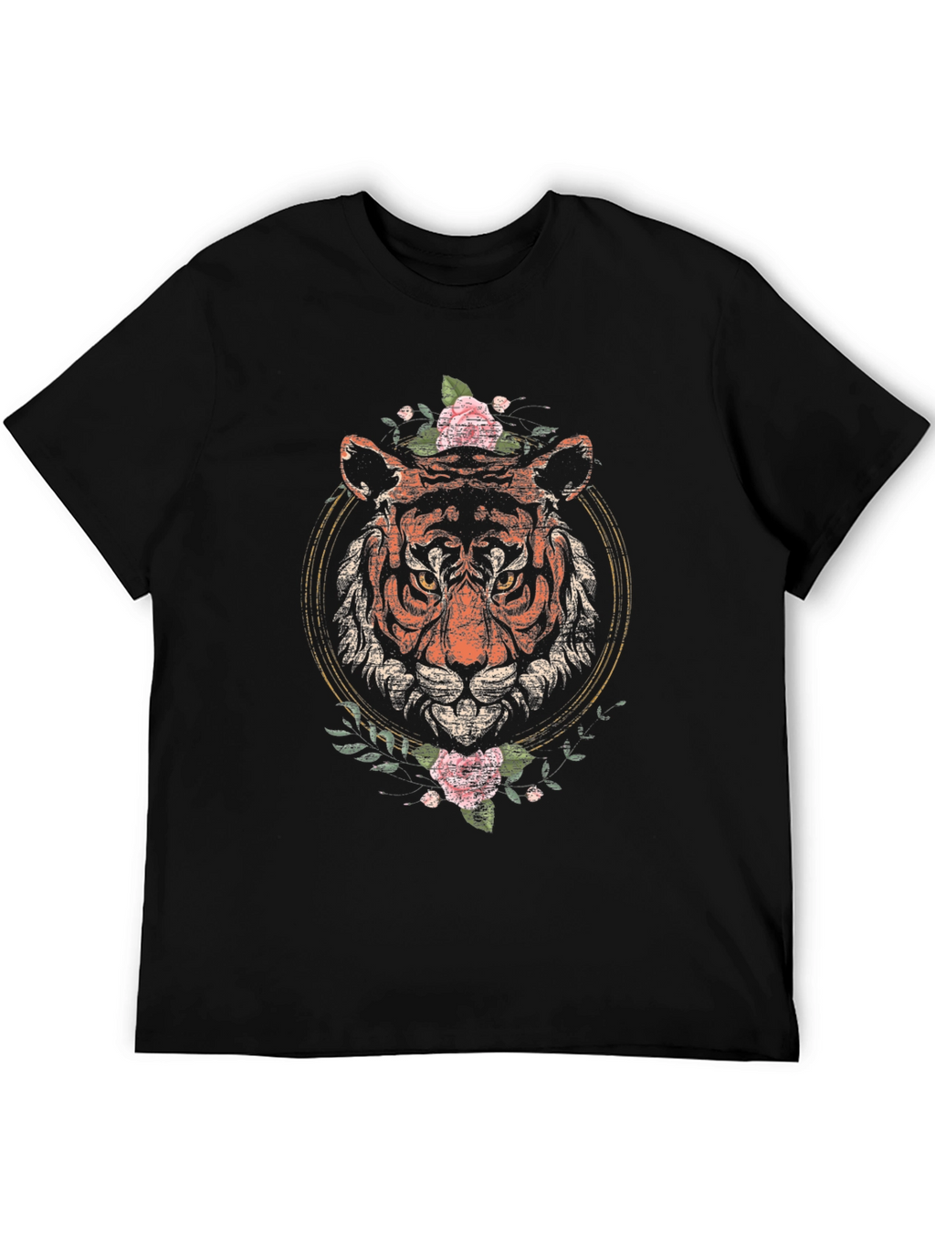 Tiger Floral Graphic Tee - Black