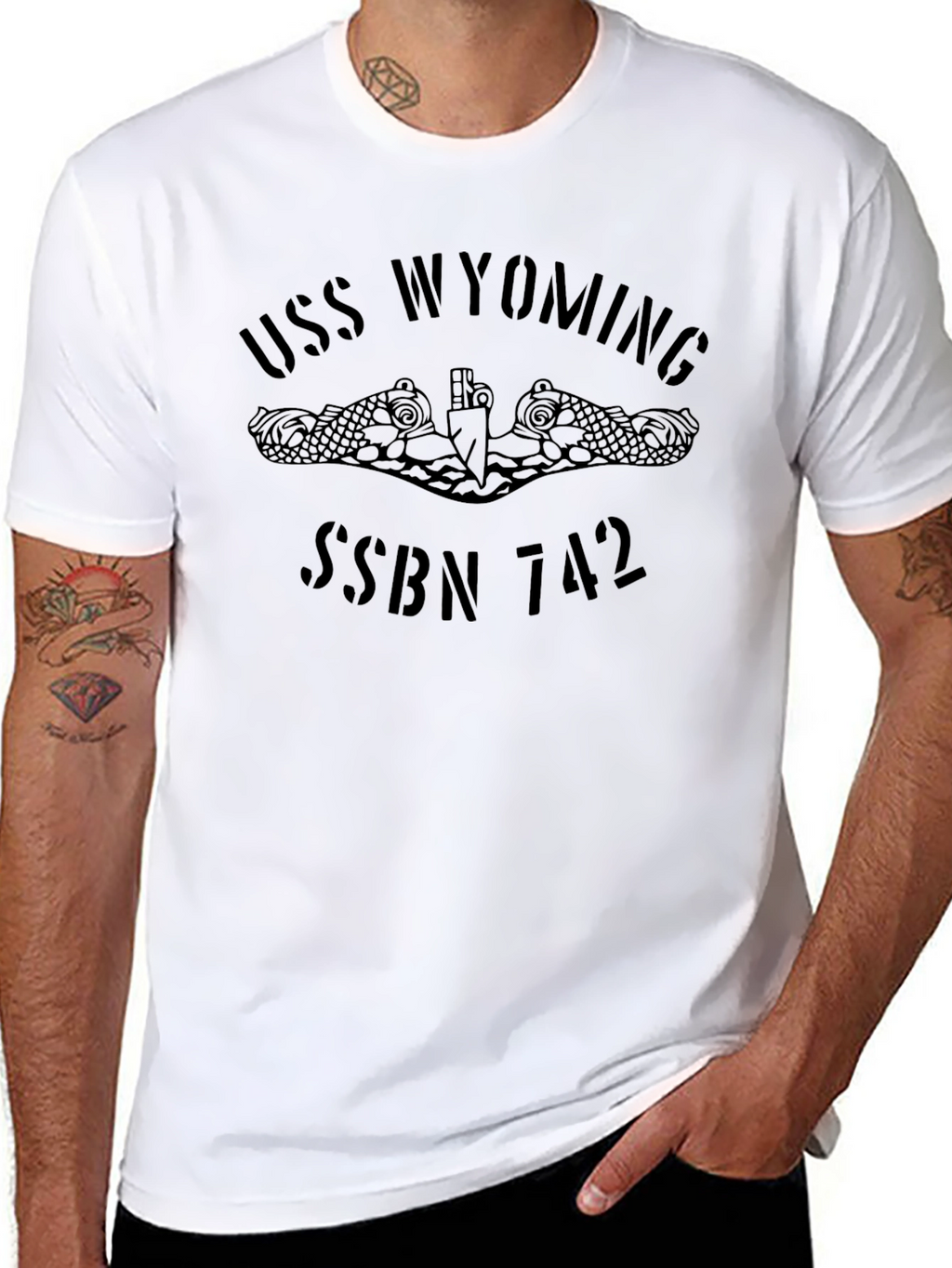 USS Wyoming SSBN 742 Submarine T-Shirt - Black