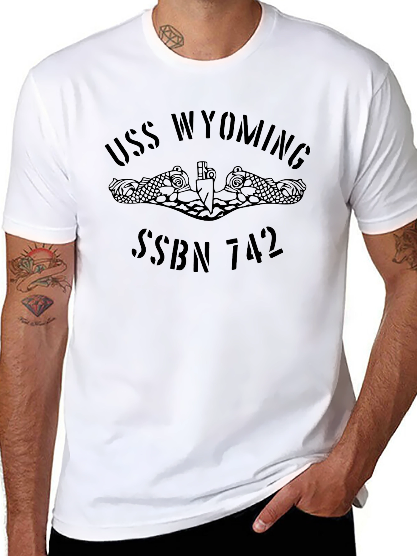 USS Wyoming SSBN 742 Submarine T-Shirt - Black