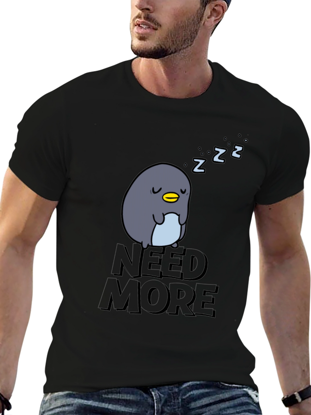 Need More Sleep Penguin Graphic T-Shirt