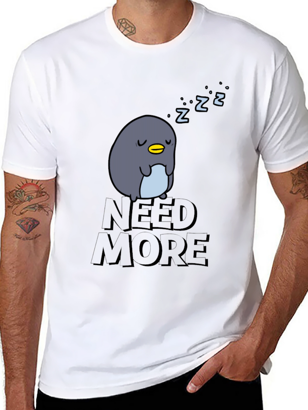 Need More Sleep Penguin Graphic T-Shirt