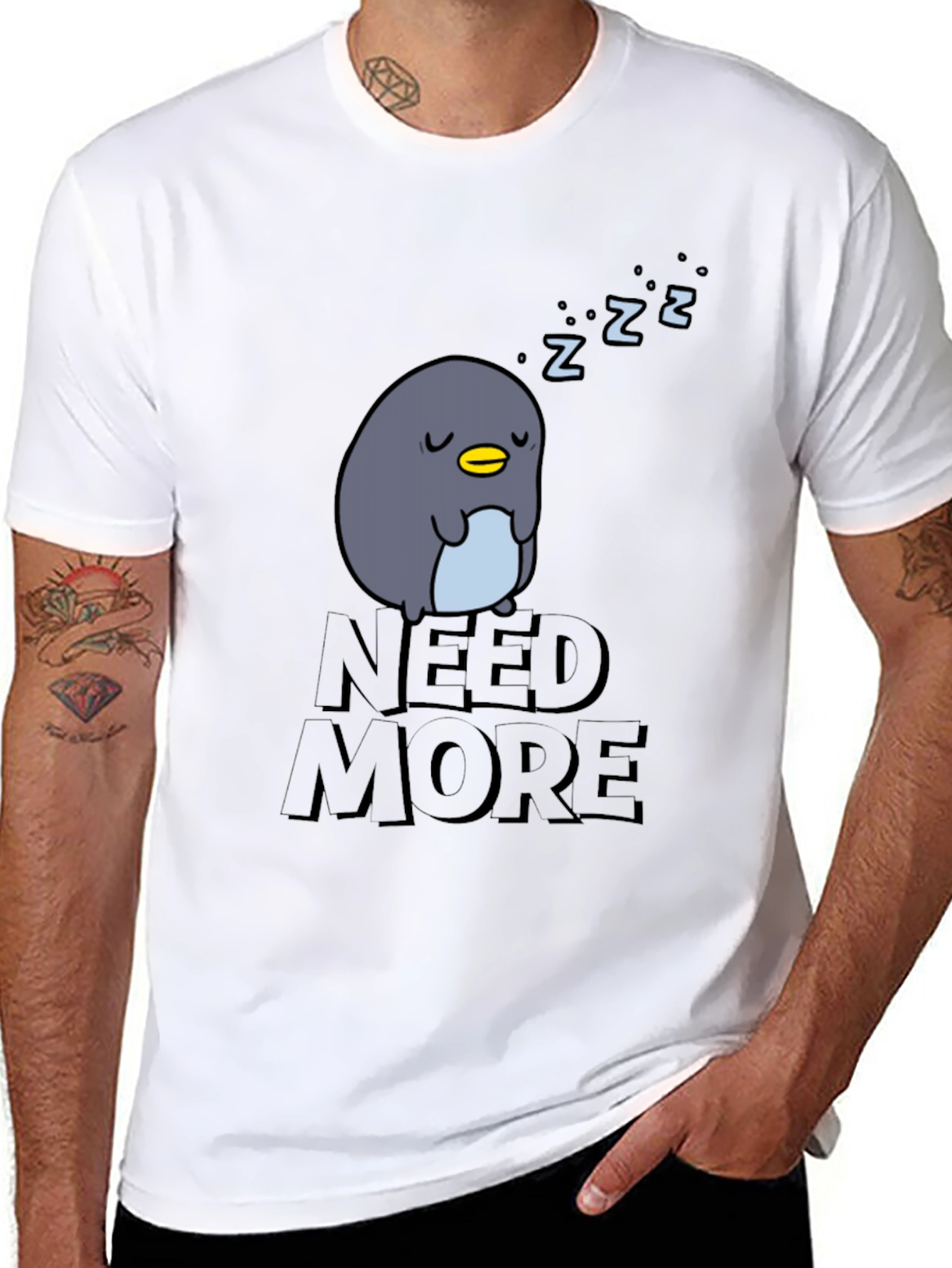Need More Sleep Penguin Graphic T-Shirt