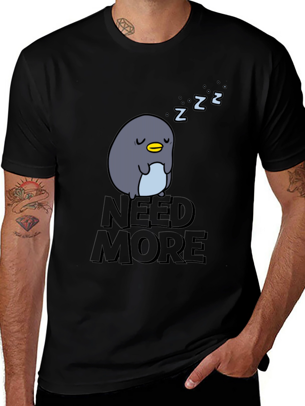 Need More Sleep Penguin Graphic T-Shirt