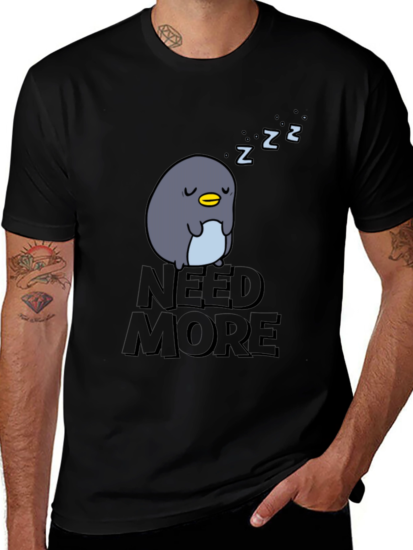 Need More Sleep Penguin Graphic T-Shirt