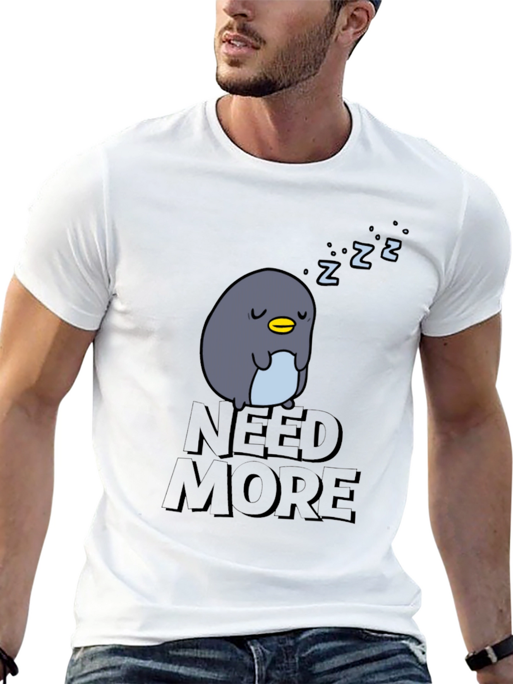 Need More Sleep Penguin Graphic T-Shirt