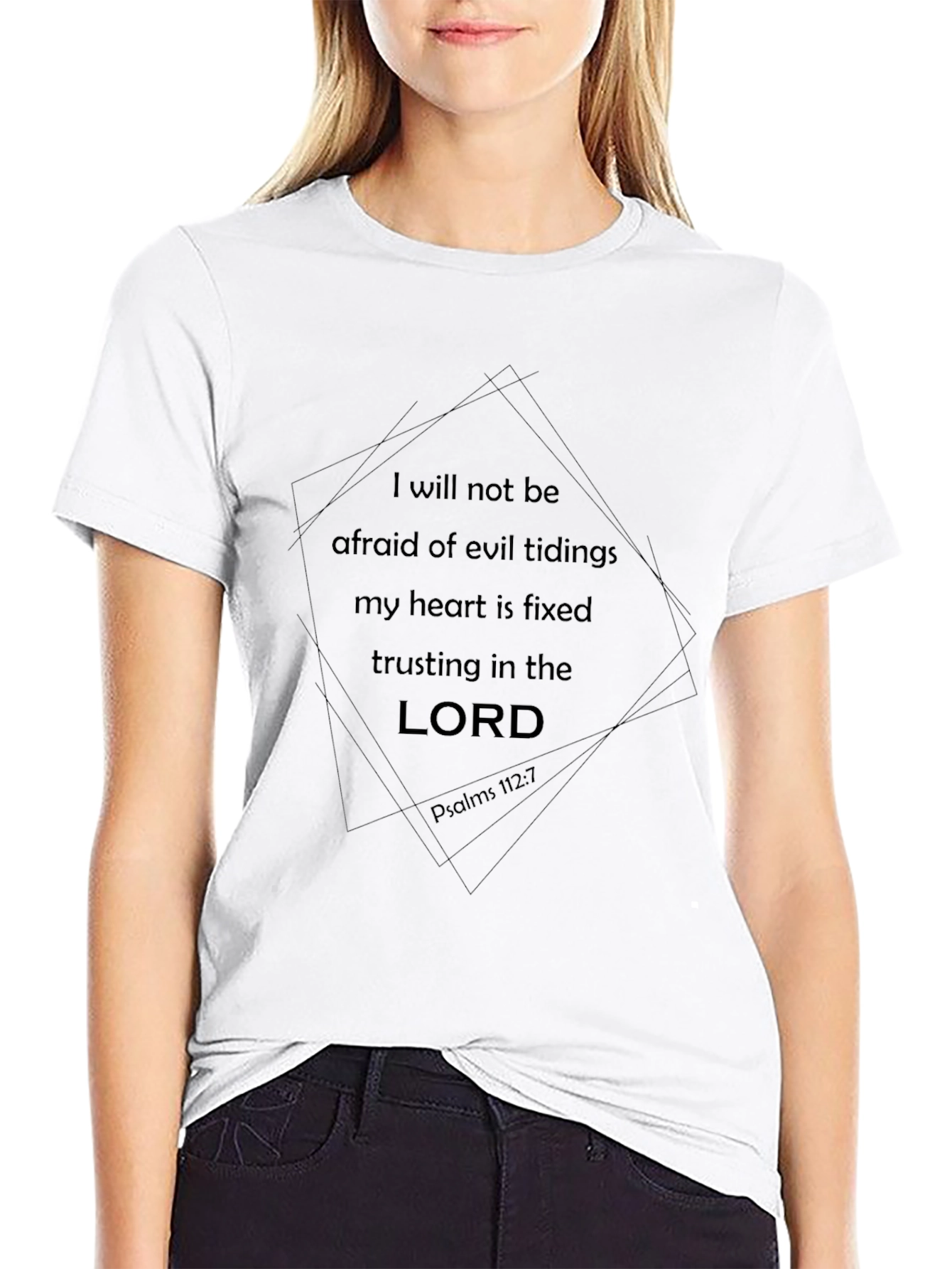 Faith-Inspired Black T-Shirt - Psalms 112:7