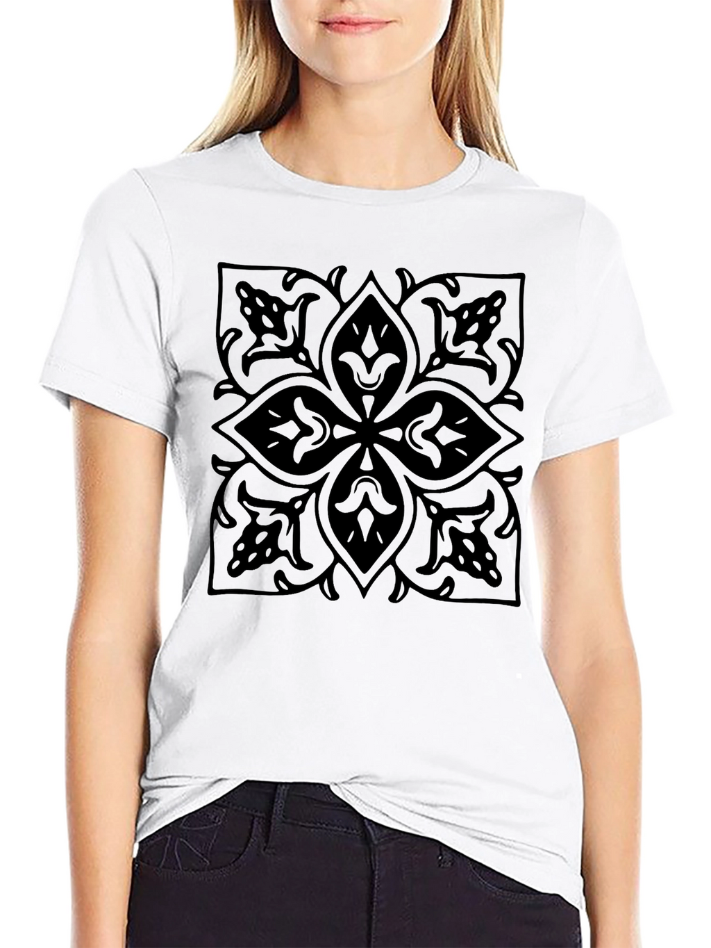 Elegant Black Floral Graphic T-Shirt