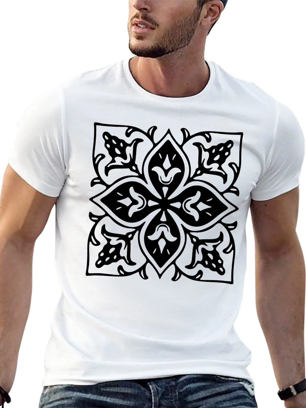 Elegant Black Floral Graphic T-Shirt