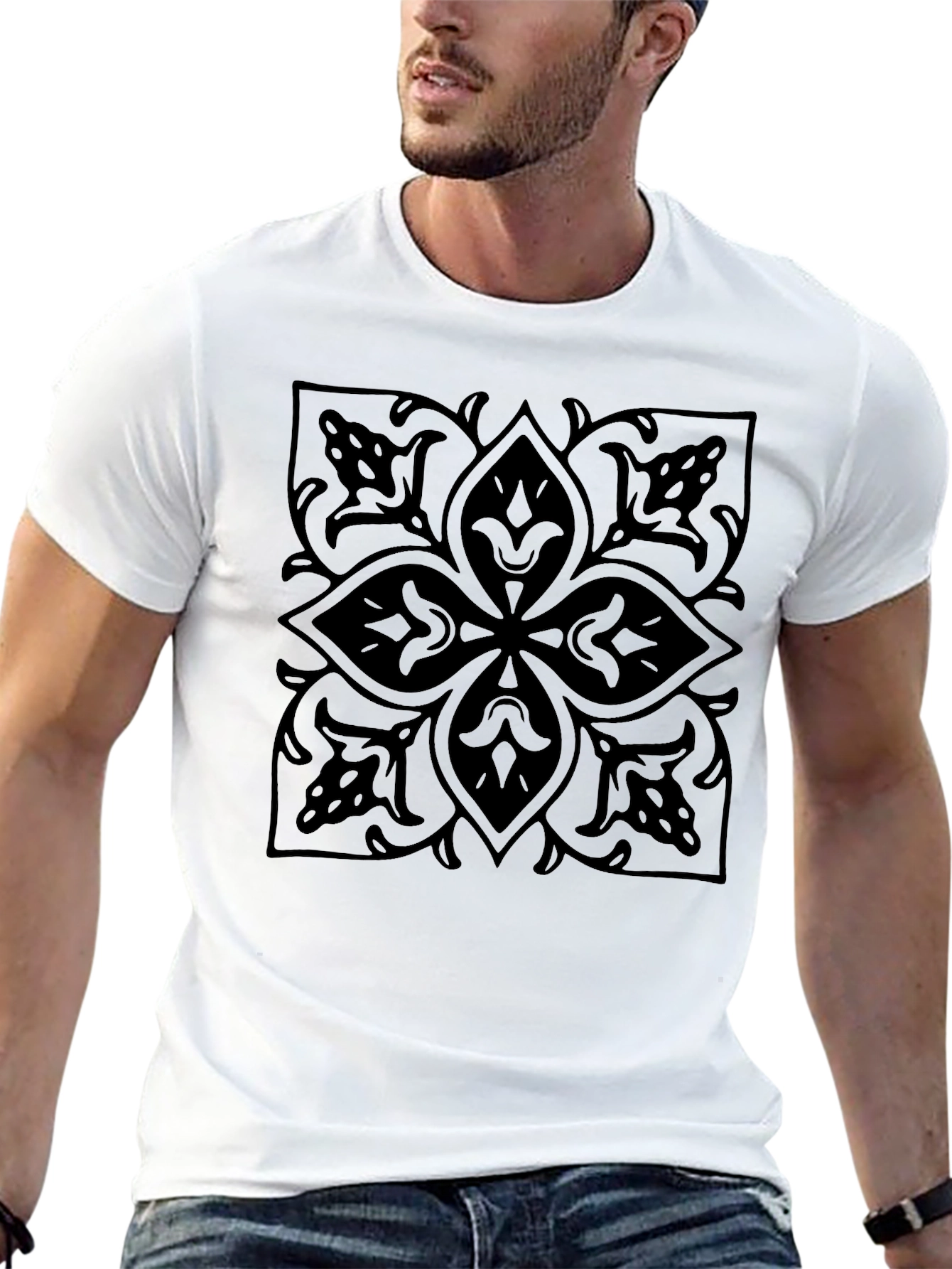 Elegant Black Floral Graphic T-Shirt