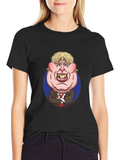 Cartoon Politician Graphic T-Shirt - Black Cotton Tee