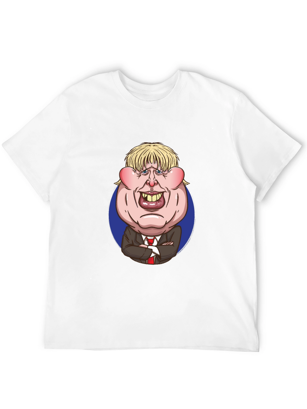 Cartoon Politician Graphic T-Shirt - Black Cotton Tee