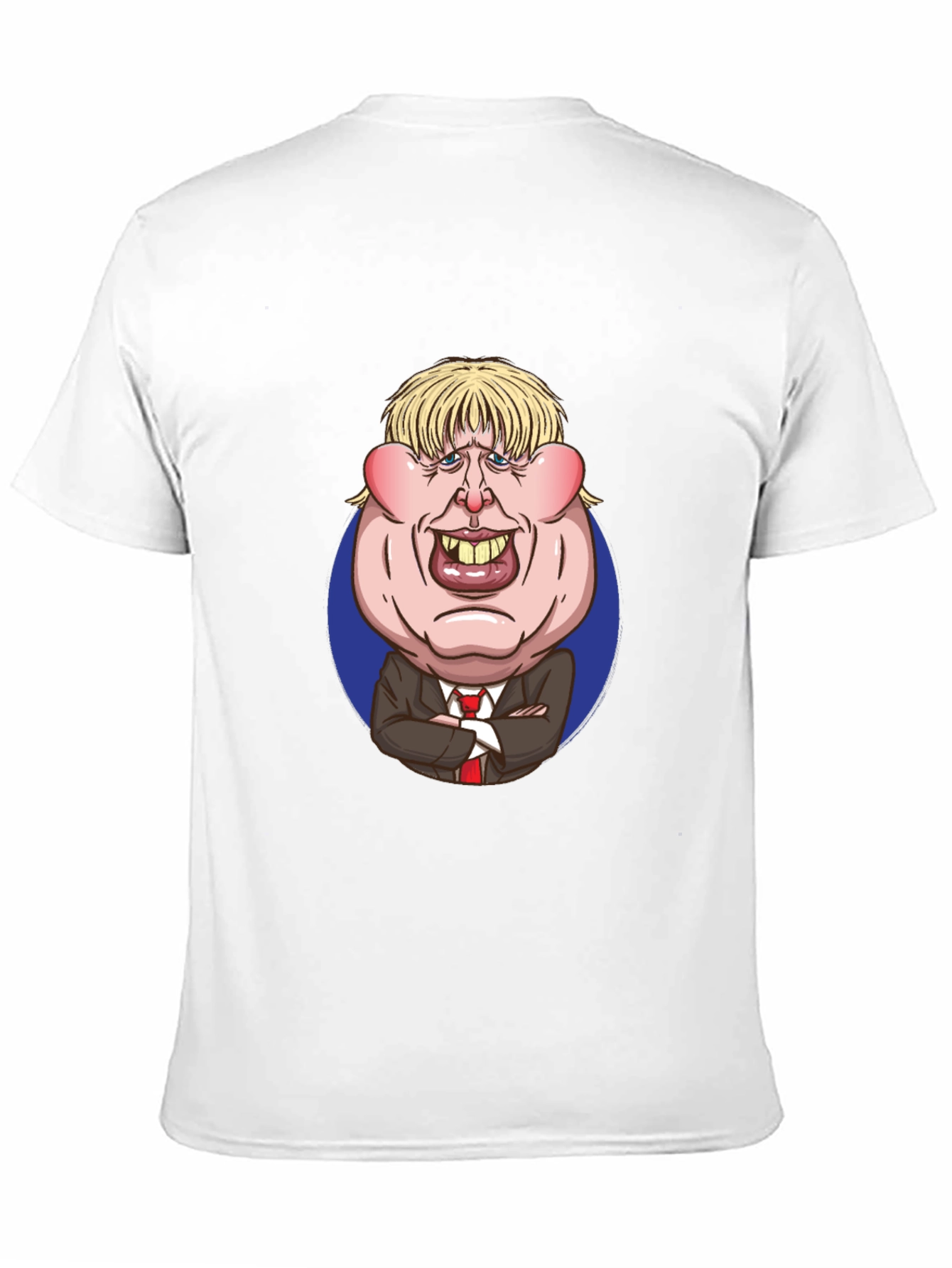 Cartoon Politician Graphic T-Shirt - Black Cotton Tee