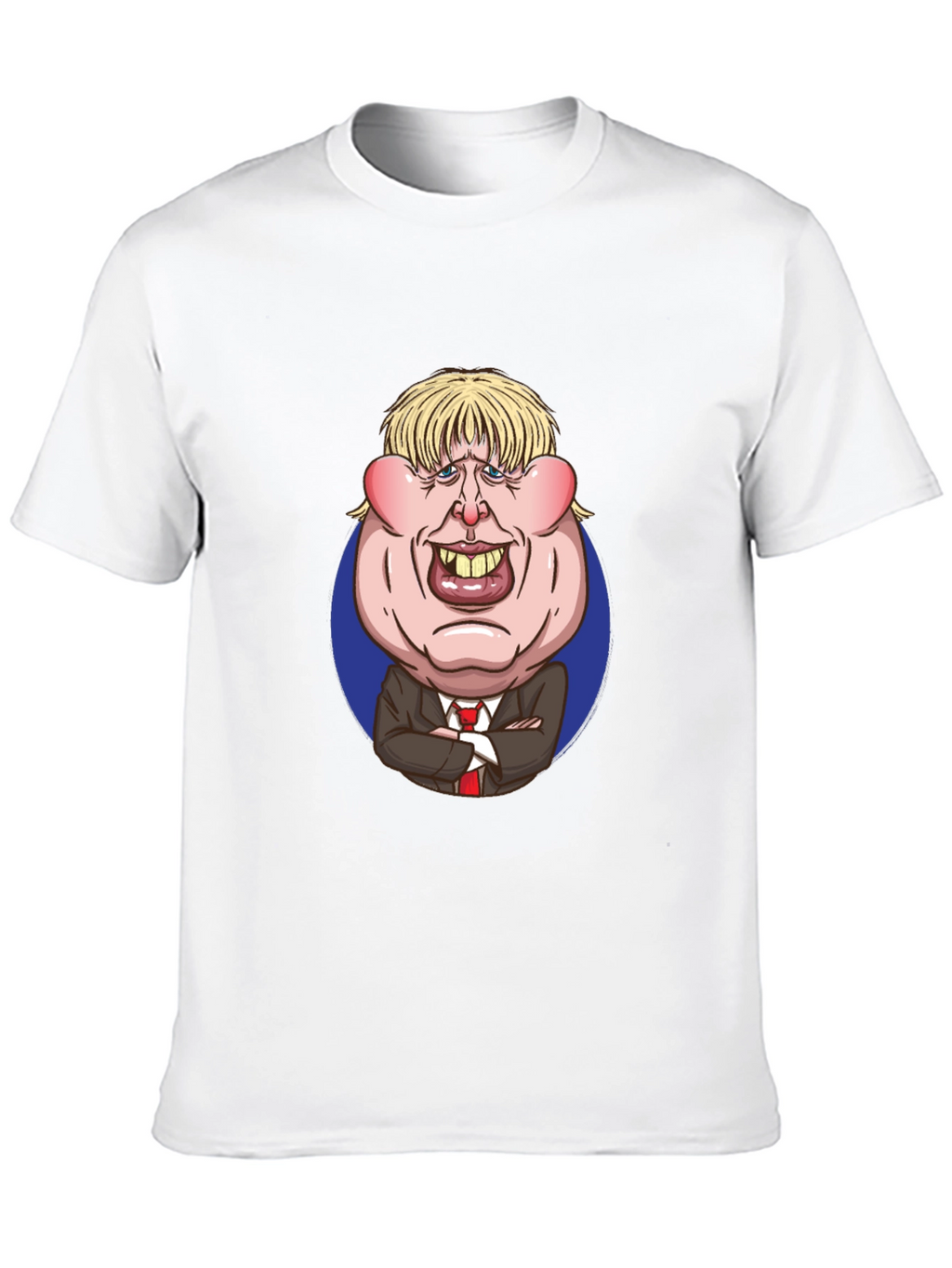Cartoon Politician Graphic T-Shirt - Black Cotton Tee