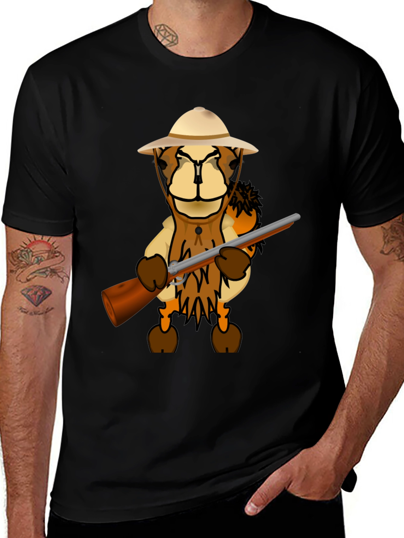 Cartoon Lion Hunter T-Shirt
