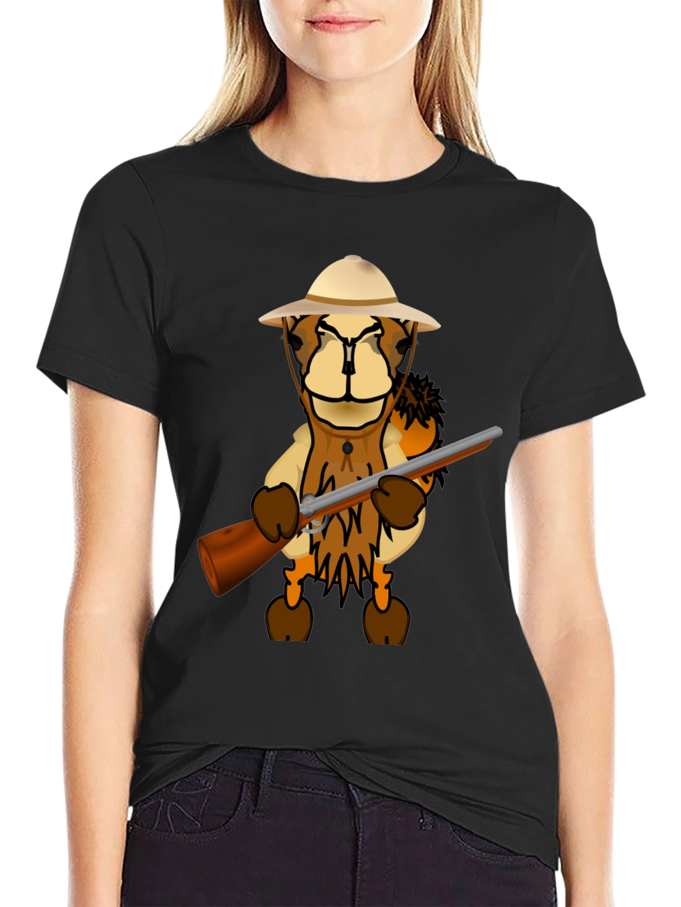 Cartoon Lion Hunter T-Shirt