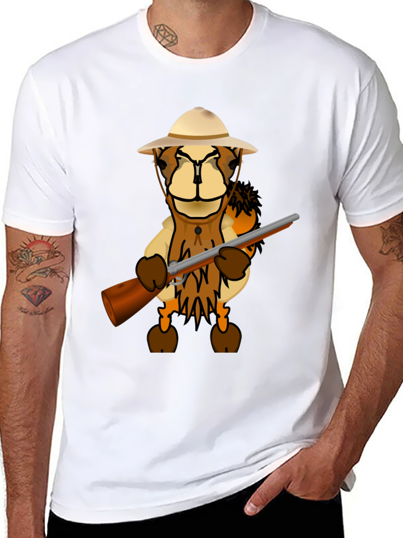 Cartoon Lion Hunter T-Shirt