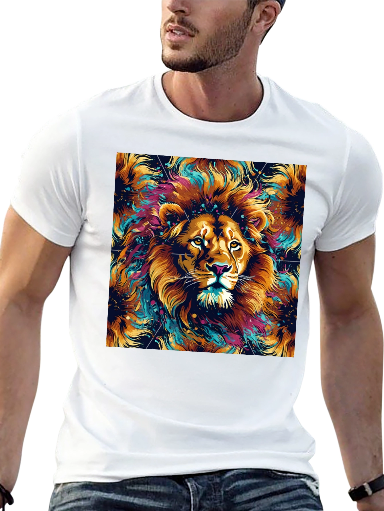 Lion Art Graphic Black T-Shirt