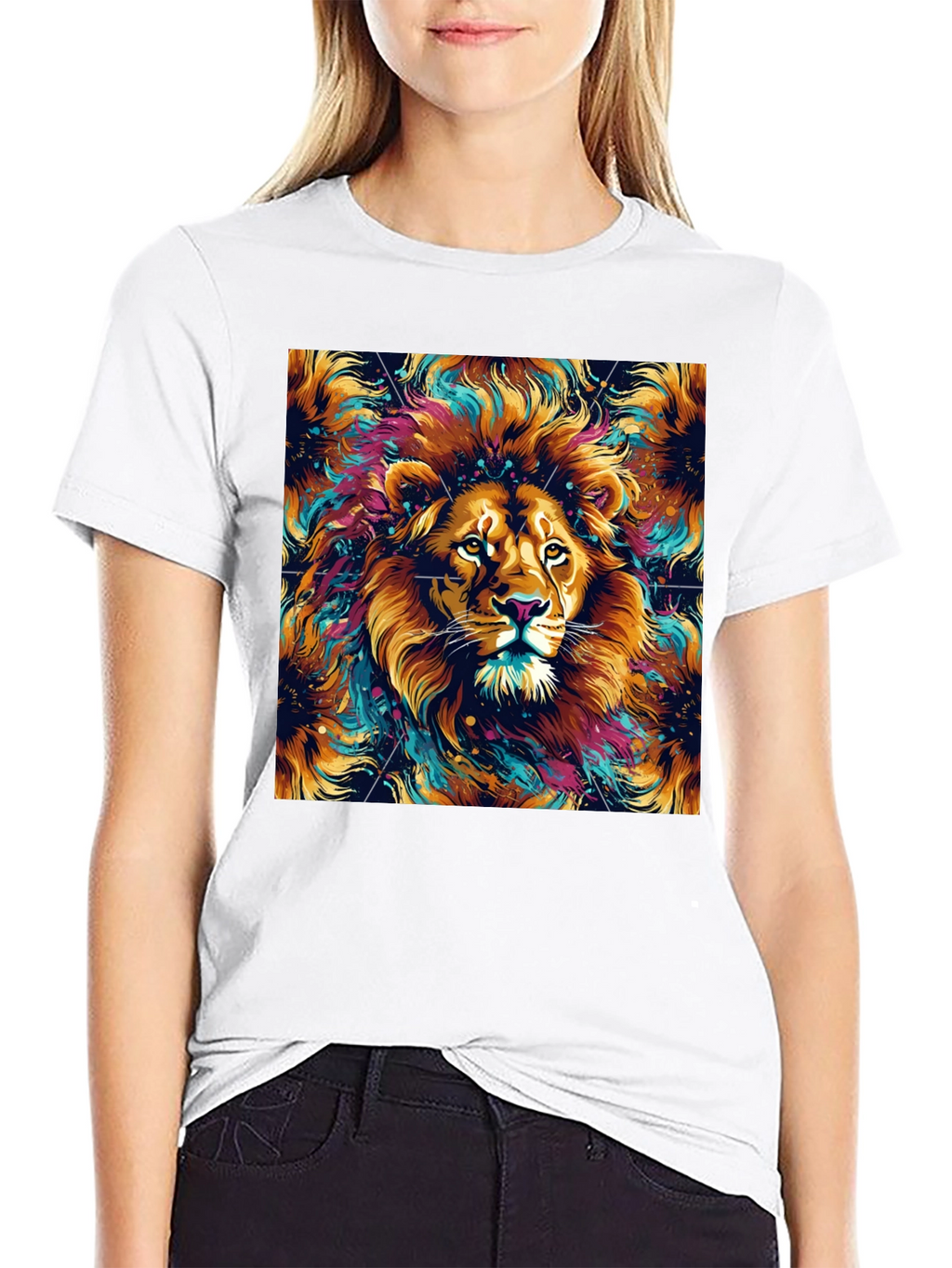 Lion Art Graphic Black T-Shirt