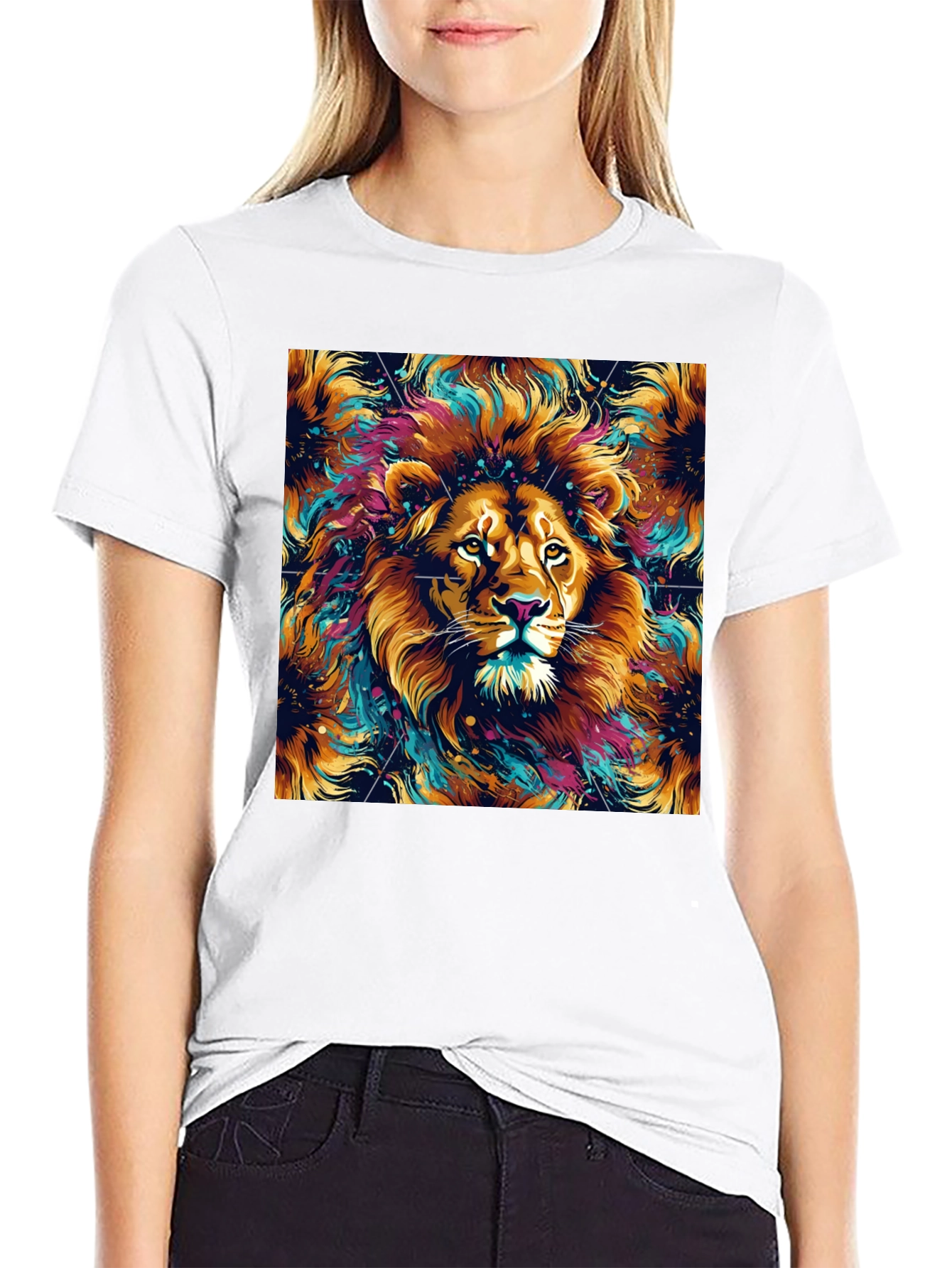 Lion Art Graphic Black T-Shirt