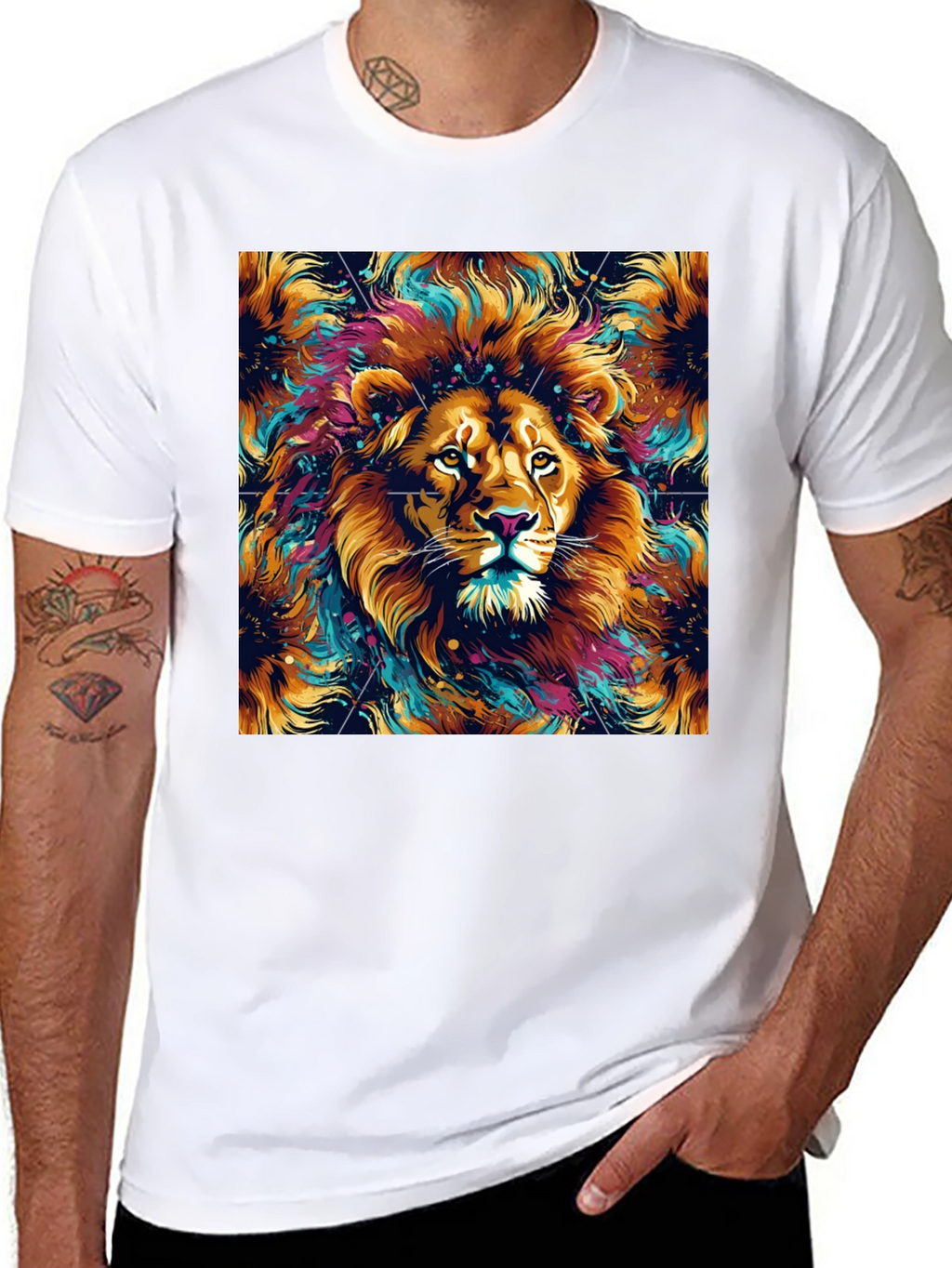 Lion Art Graphic Black T-Shirt