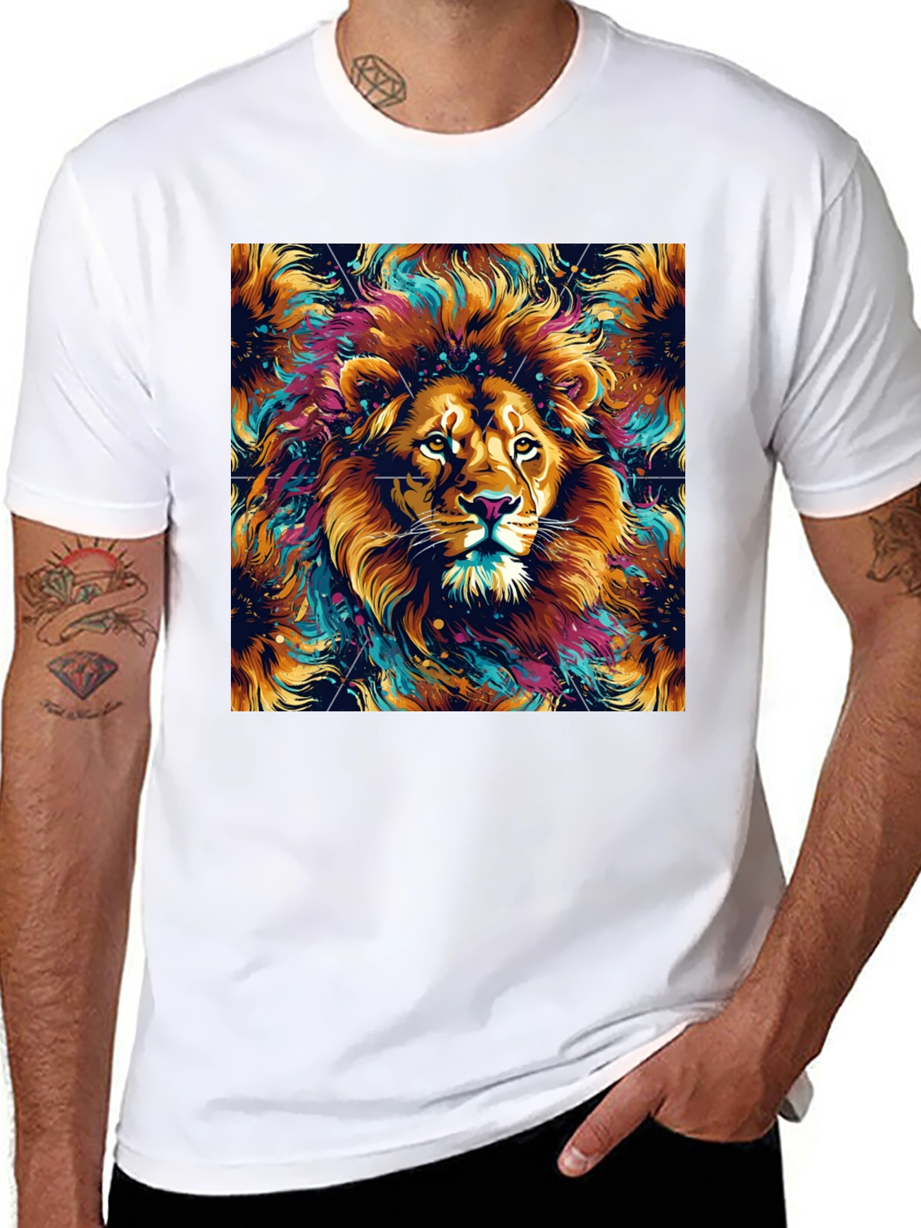 Lion Art Graphic Black T-Shirt
