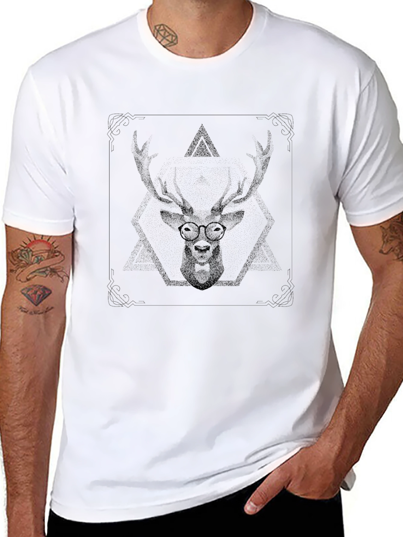 Mens Black Deer Graphic Tee