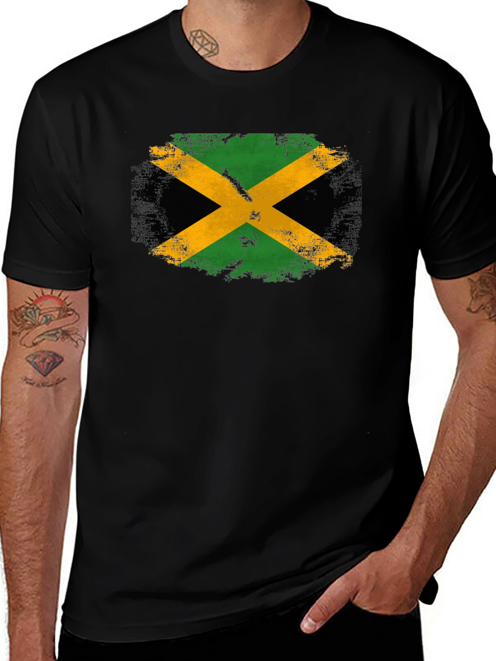 Jamaica Flag T-Shirt - Black Cotton Tee
